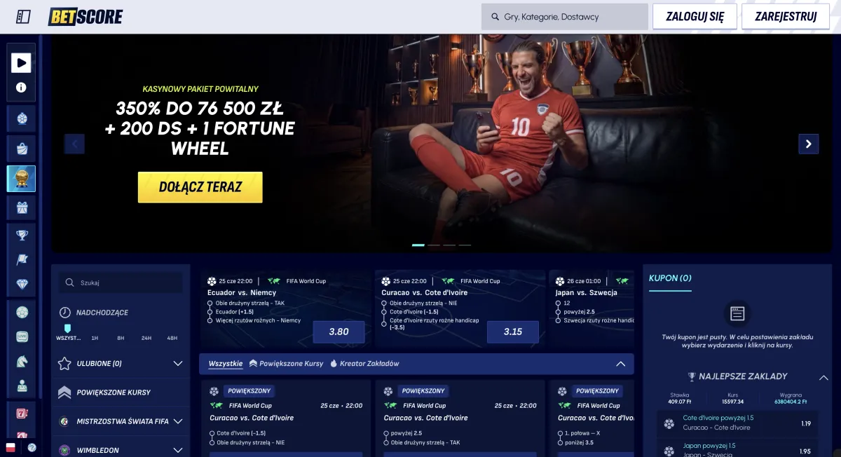 Zrzut ekranu kasyna Betscore
