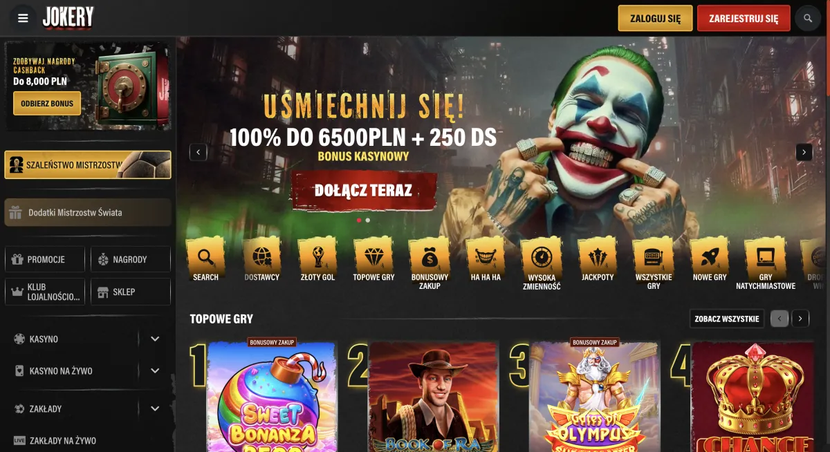 Zrzut ekranu kasyna Jokery