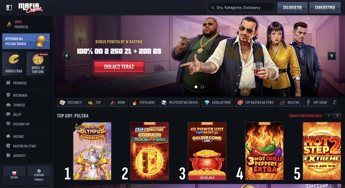 Zrzut ekranu kasyna Mafia Casino